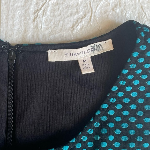 41 Hawthorn Black and Teal Spotted A-Line Scoop Neck Sleeveless Dress - Picture 9 of 14